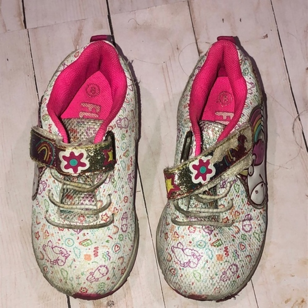 Fluffy girls light up unicorn shoes